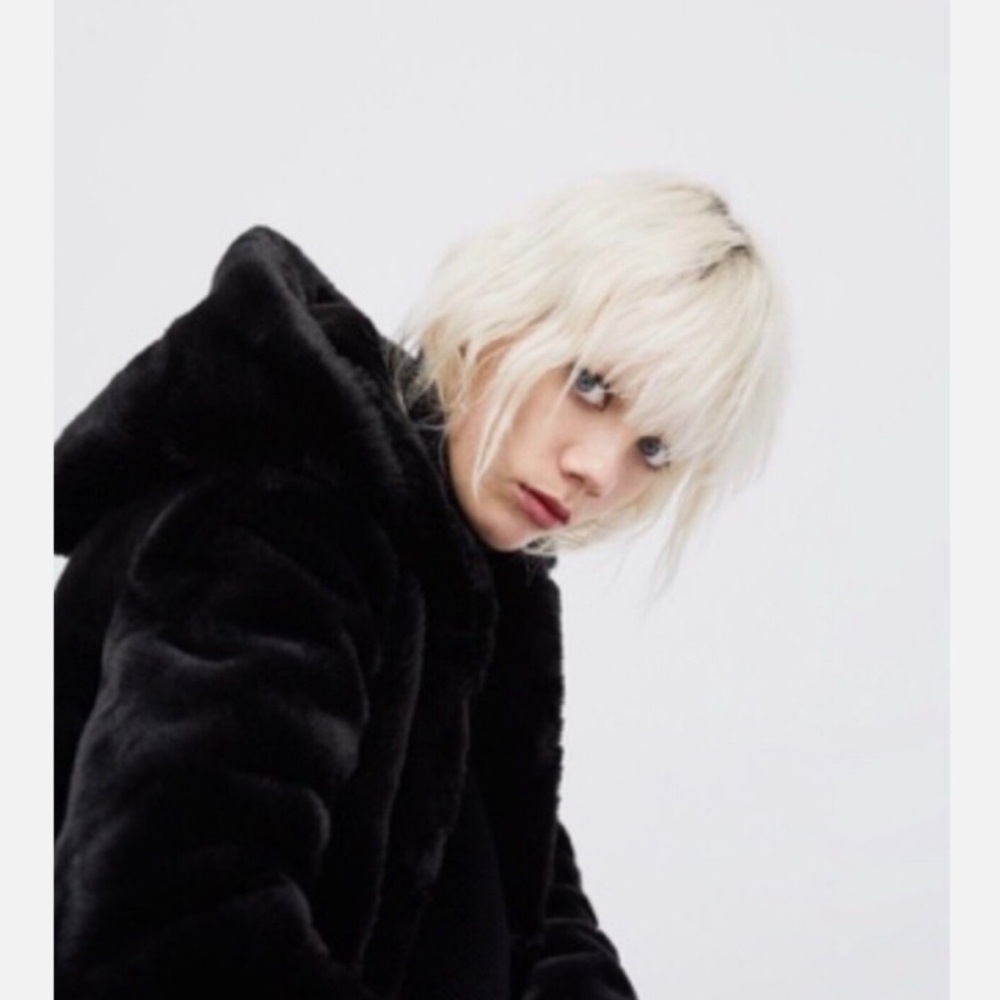 Zara Black Teddy Jacket with Hood 🖤